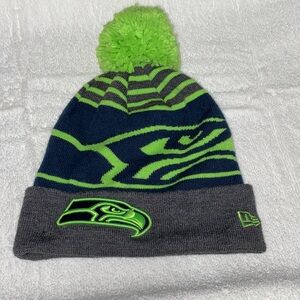 NFL New Era Seahawks Knit Beanie with Green Pom
